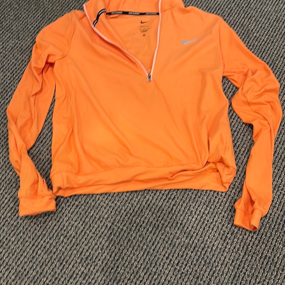 Nike Women's Bright Orange Quarter-Zip Sweatshirt
